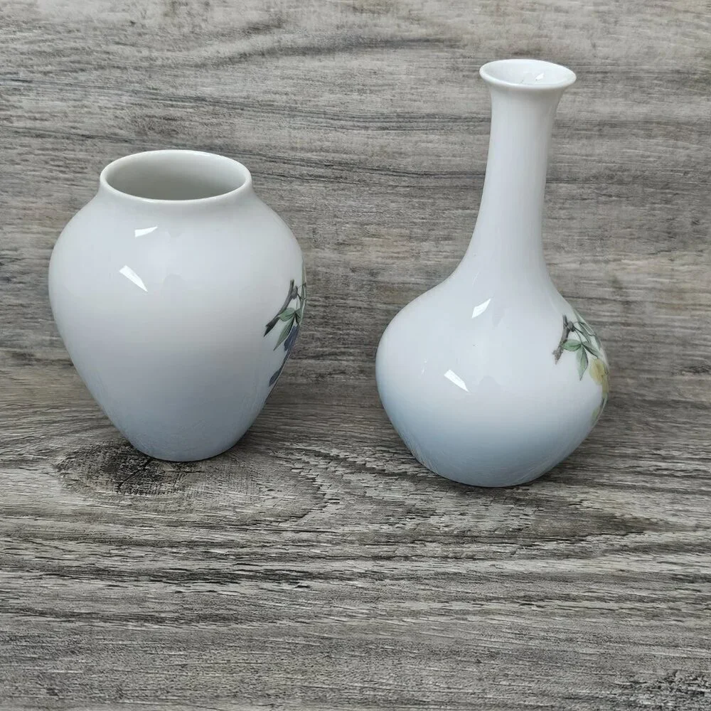 Bing & Grondahl B&G Copenhagen Vintage Porcelain Floral Vase Set of Two